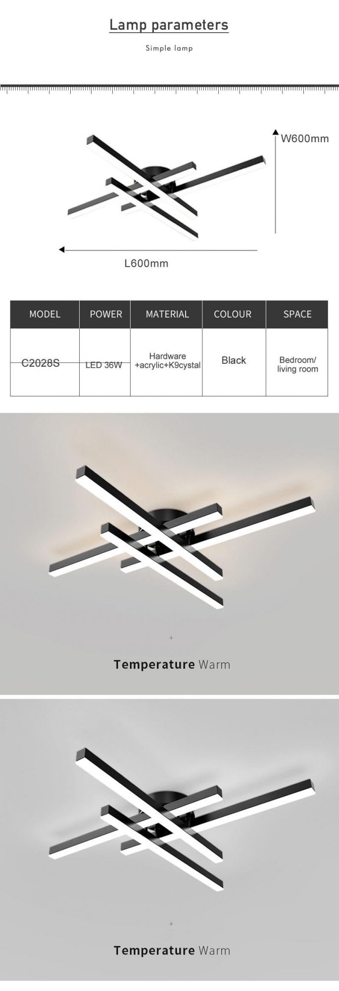 Modern Design Creative Lines Black Metal LED Ceiling Mounted Home Ceiling Light Lamps Lighting