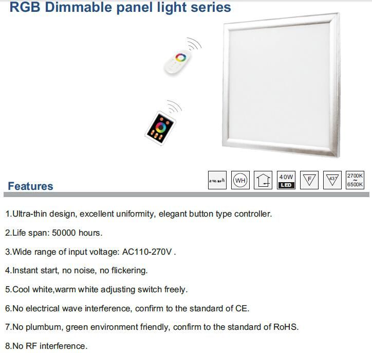 5 Years 60*60cm SMD5050 RGB Ceiling LED Panel Light