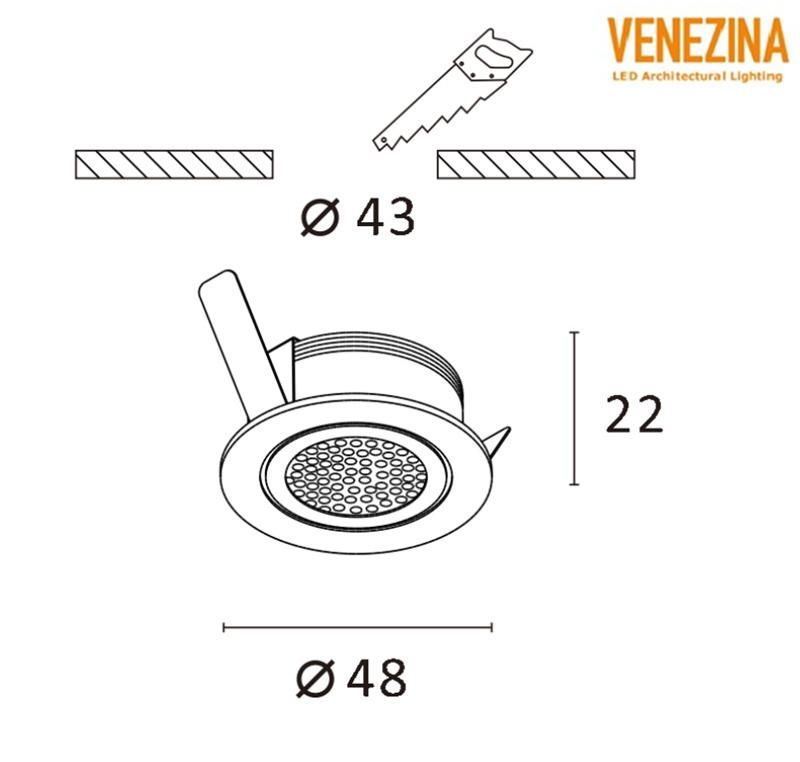 Recessed Fixed LED Down Light 3W Ceiling IP44