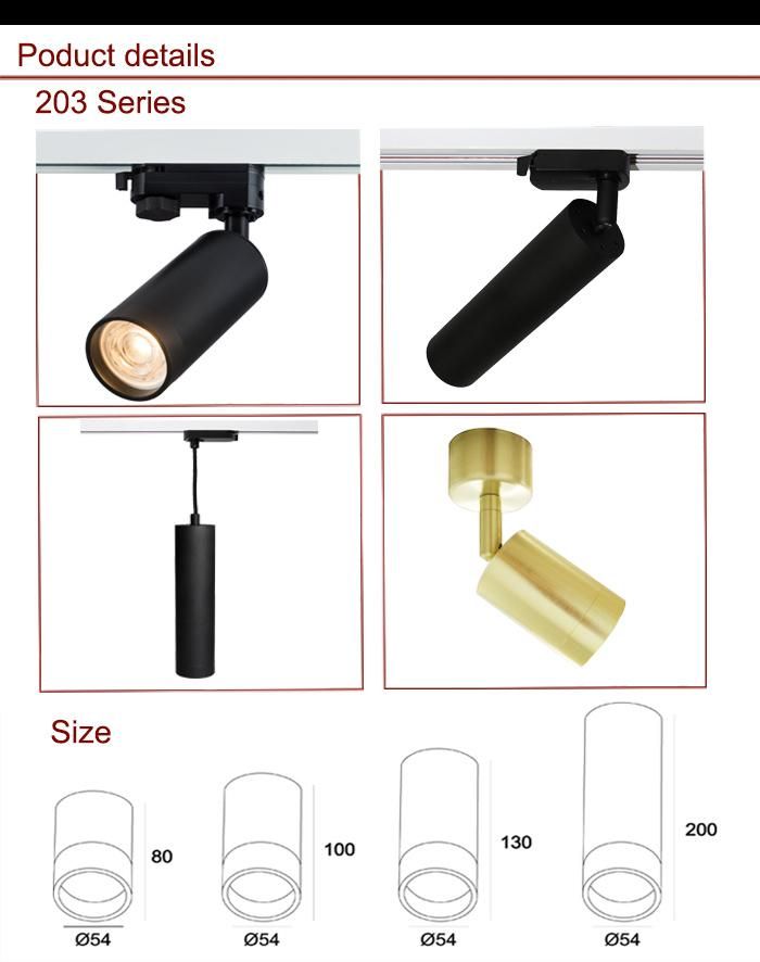 High Lumen Black White for Clothes Shop High CRI 2 3 4 Wire Phase COB LED Track Lights