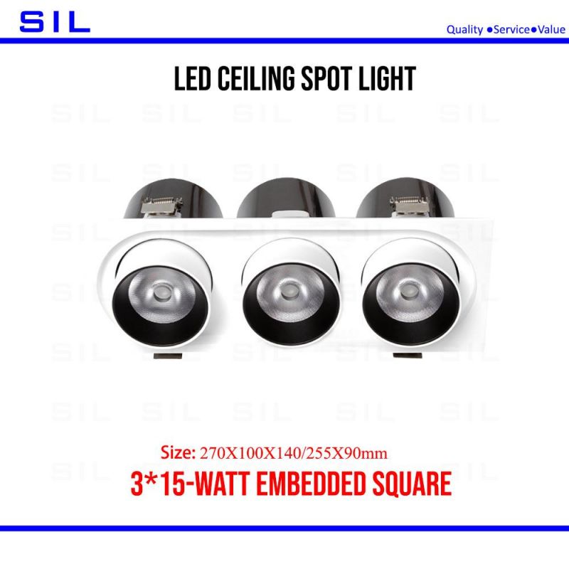 360 Degree Adjustable Anti-Glare Ceiling Lamp Commercial Spot Light COB Downlight LED Spotlight CE RoHS 3*25W/75W LED Spotlight