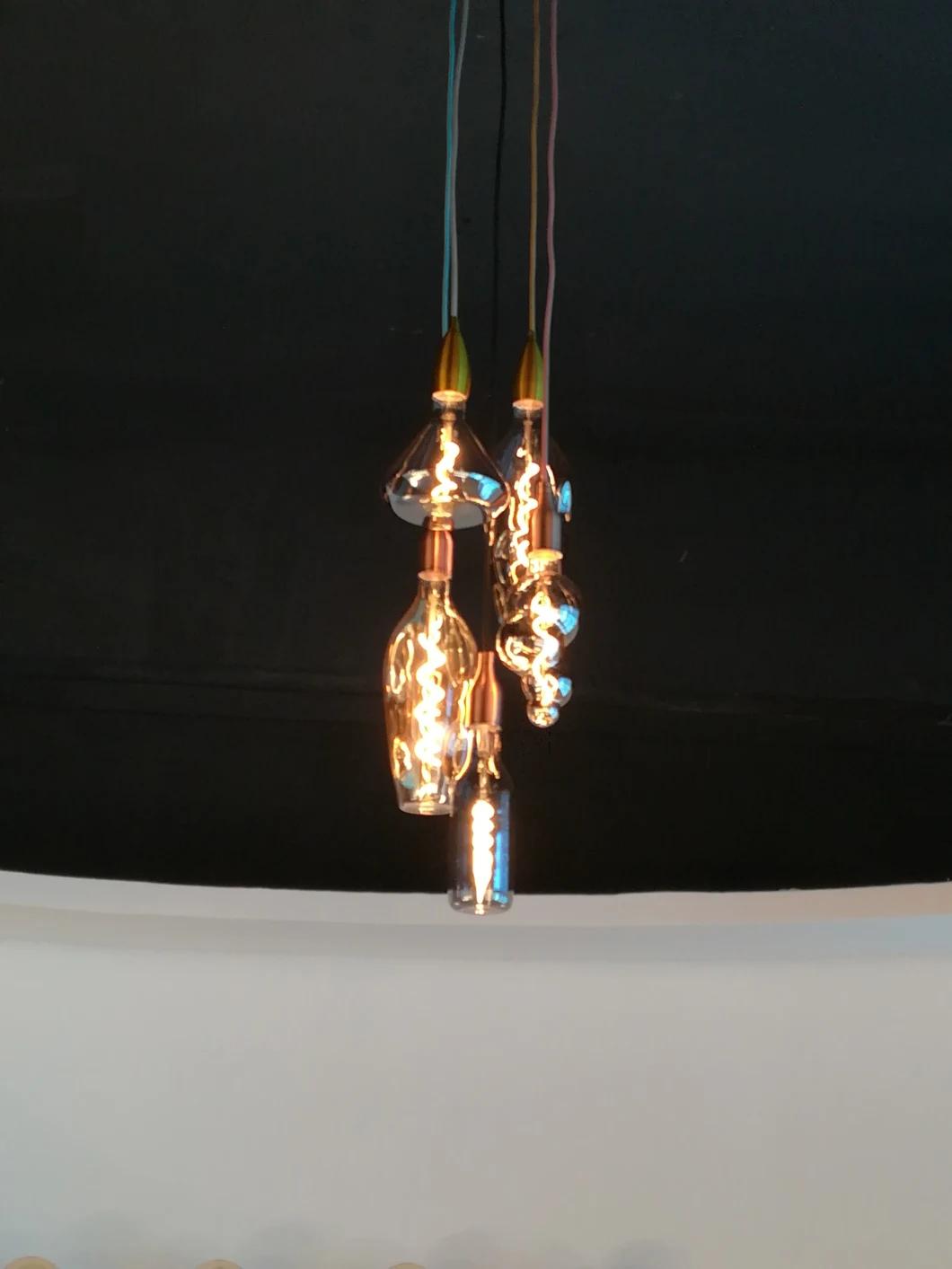 Dimming Non-Flashing Lantern-Shaped Decorative Glass LED Flexible Spiral Filament Bulb