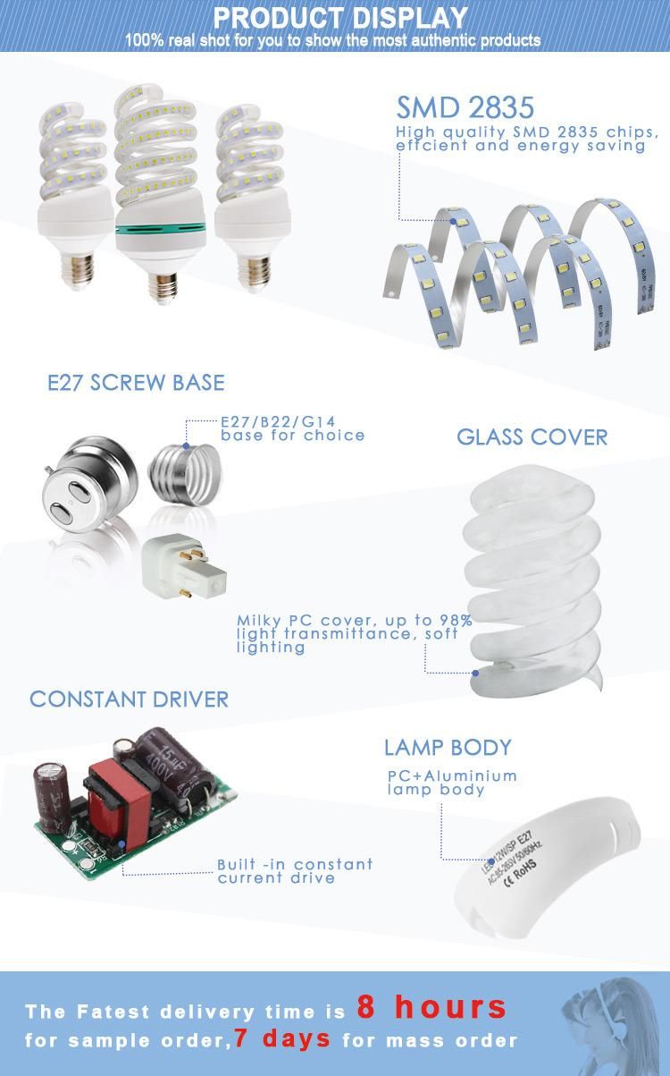 B22 E27 3W 5W 7W 9W 12W Spiral LED Bulb