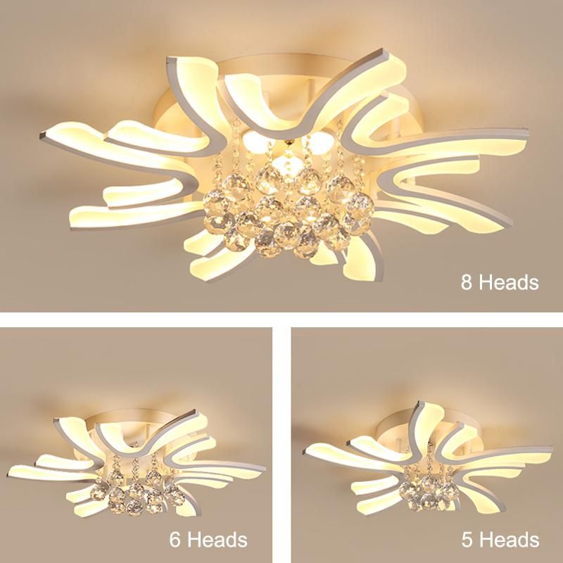 8 Heads Lamps Home Bedroom Acrylic Ceiling Light with K9 Crystal