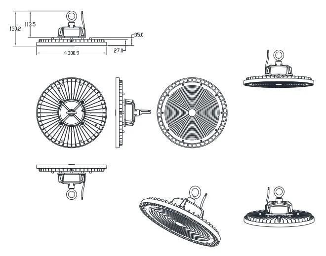 2 Years Warranty Easy Installation IP65 110-120lm/W 200W UFO High Bay Lights