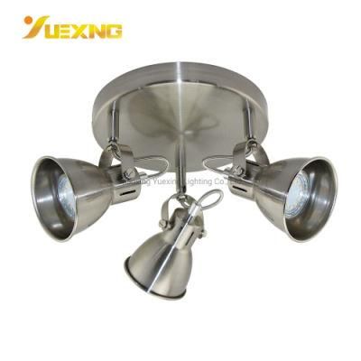 Satin Nickel Energy Saving GU10 3*Max50W Round LED Decoration Lamp Chandelier Spot Light Bulb Ceiling Lamp