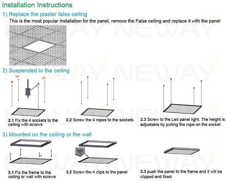 100-240V 6060 36W/40W/48W Ceiling LED Panel Base Metal