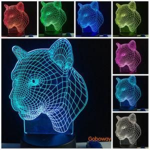 3D Leopard LED Night 7color Change Touch Switch Table Desk Animal Bedroom Lamp Light