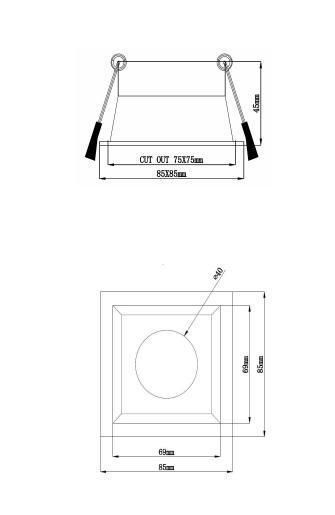 Recessed Downlight Square GU10 Downlight Housing