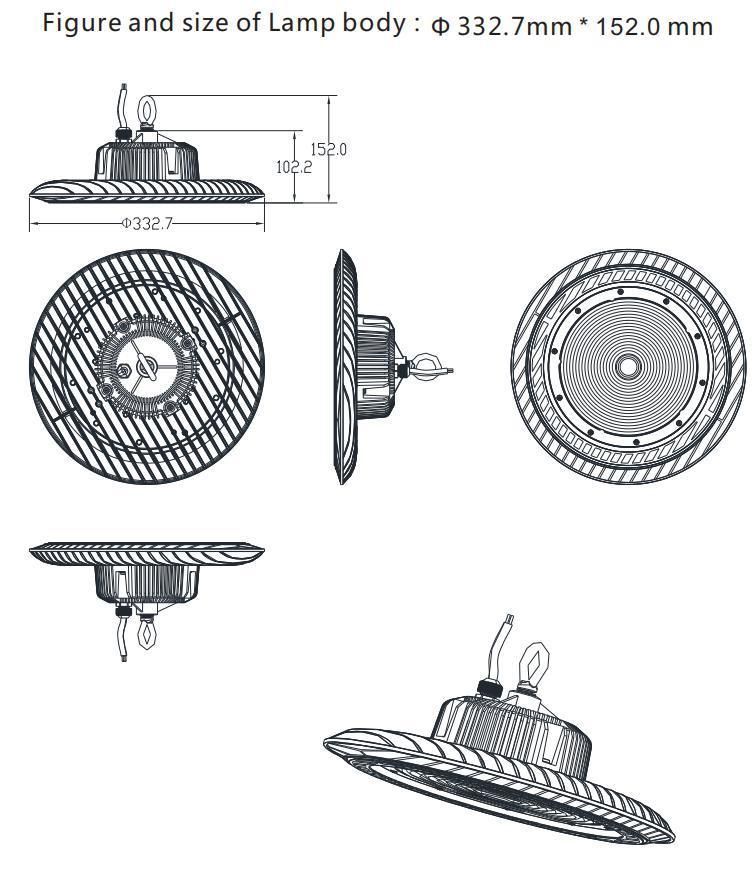 150W High Bay LED Lighting 2700-7000K for Gym Factory Warehouse