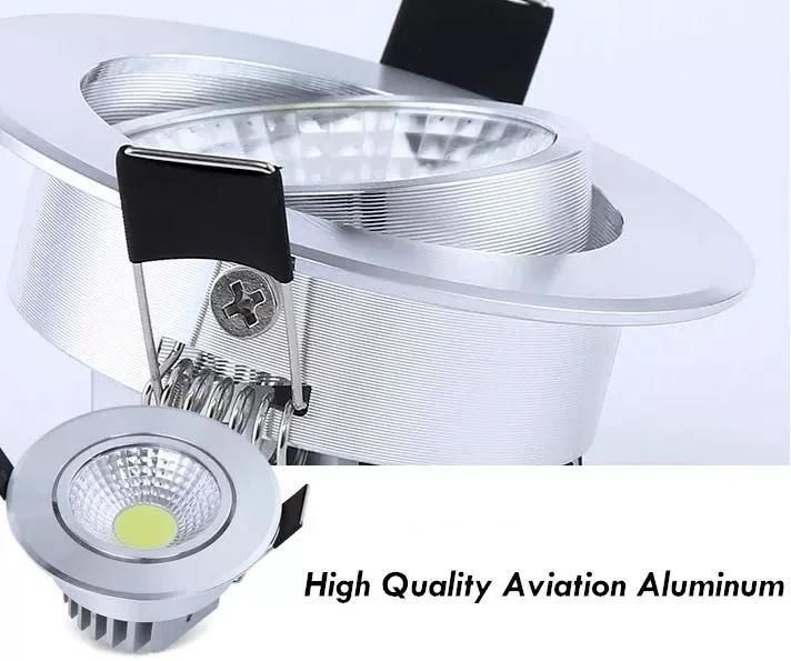 Aluminum Round Embedded 3W/5W/7W/9W12W COB LED Living Room Downlight