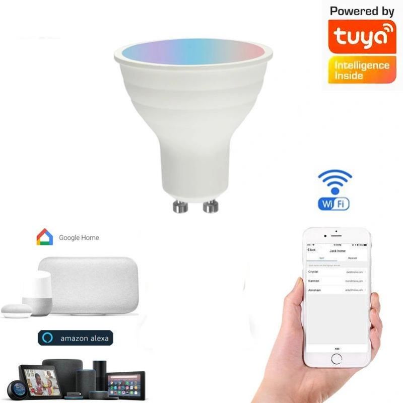 Voice Control Dimmable Wi-Fi Smart LED Light Bulb Tuya GU10 LED Spotlight Energy Saving Lamp RGB Color Changing for Home Decoration and Indoor Lighting