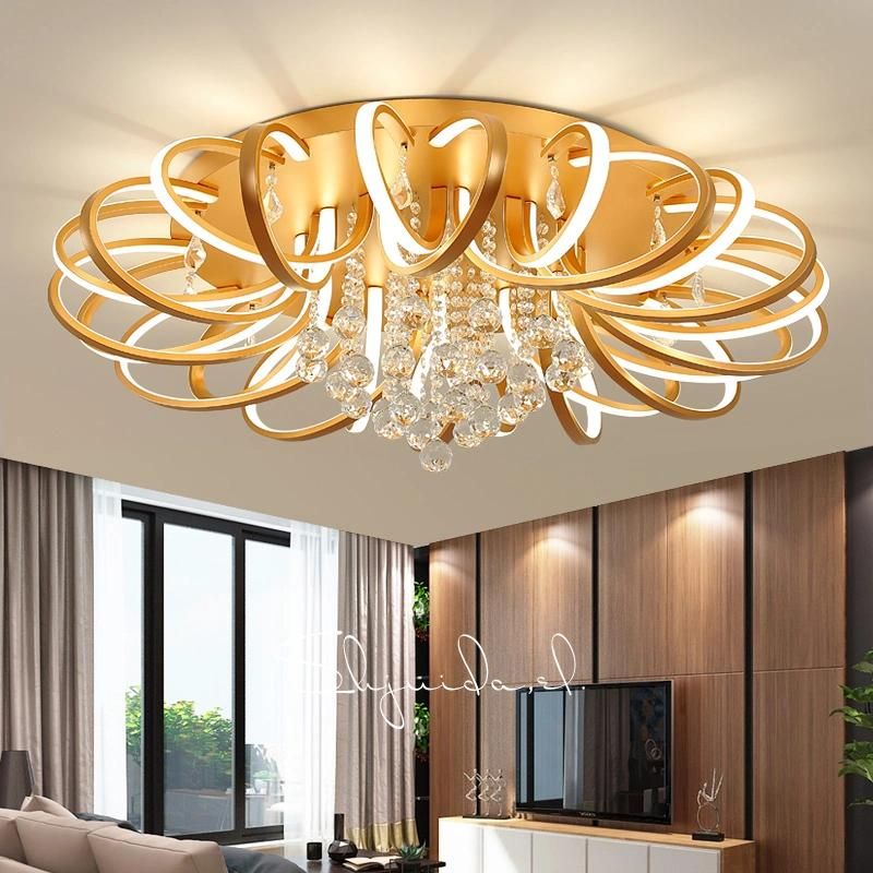 2022 Nordic Round Living Room Acrylic LED Crystal Ceiling Lamps for Bedroom