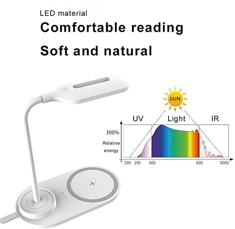 Dimmable Folding Reading Night Light Wireless Charger Rechargeable LED Desk Lamp