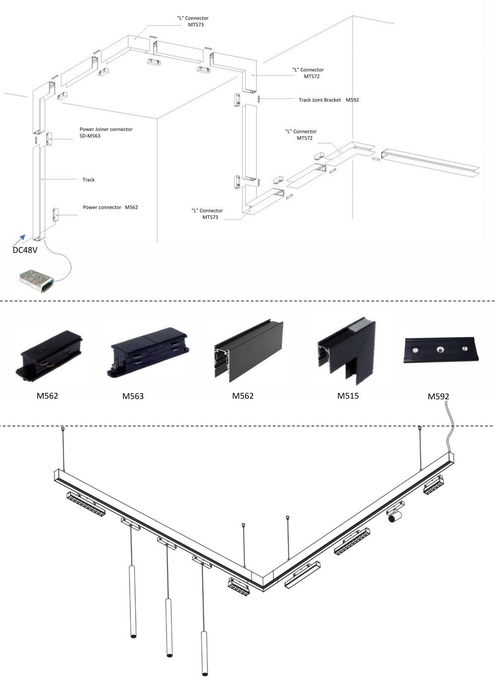 Magnetic Rail System Trimless LED Magnet Track Light