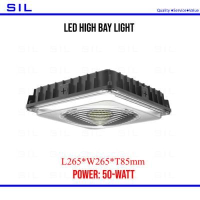 High Bay LED Light Fixtures 50W 100W Mobil Gas Station Lighting LED High Bay Light