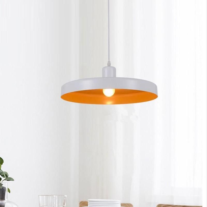 Wooden Handle Cord Macaron Yellow Lampshade Loft Pendant Lamp