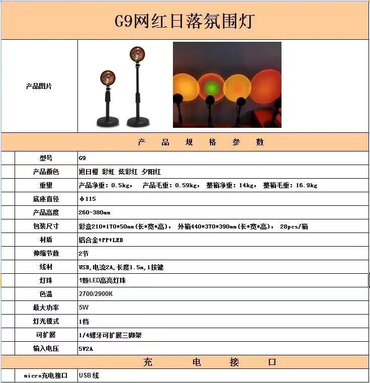 G9 Sunset Decorative LED Bulb Pat Colorful Desk Lamp