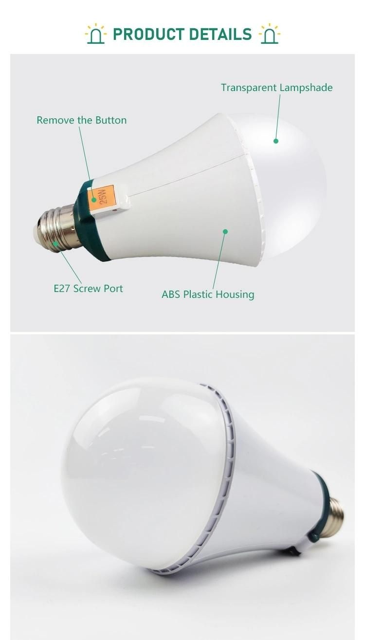 Wholesale Emergency Bulb Light 5W 7W 9W 25W E27 Rechargeable LED Light Bulb Lamp for Home Lighting