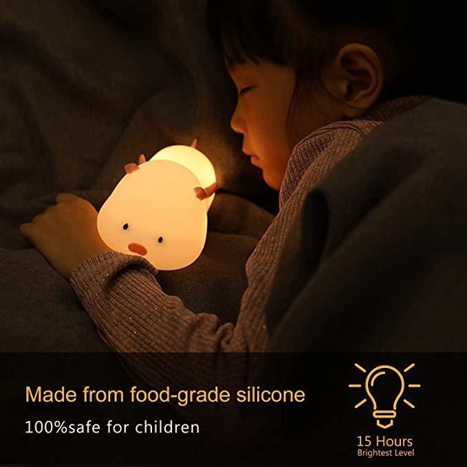 New Design Children Baby Bedside Silicone Light Touch Control Changing Tap Pig LED Night Light