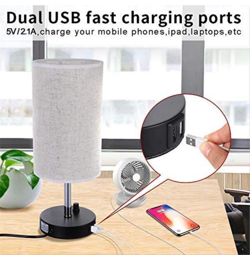 Nordic Bedroom Bedside Lamp Simple Living Room Hotel Knob Dimming USB Charging Desk Lighting