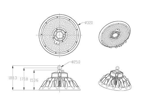 High Power Warehouse Gymnasium Waterproof 150W UFO LED High Bay Light Fixtures