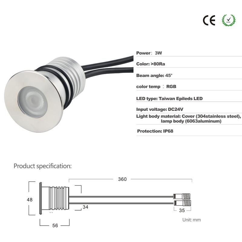 3 Watts 12V 24V LED Ceiling Light CREE Mini LED Lighting with Meanwell Driver