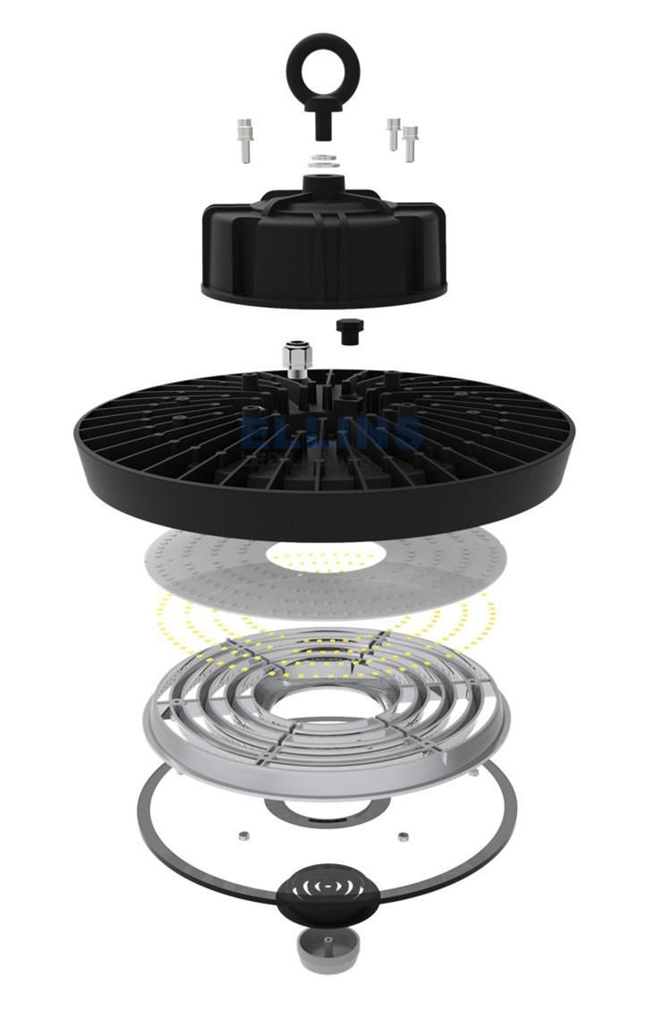 Dimmable 100W/150W/200W UFO LED High Bay Light Fixture for Indoor Commercial Warehouse