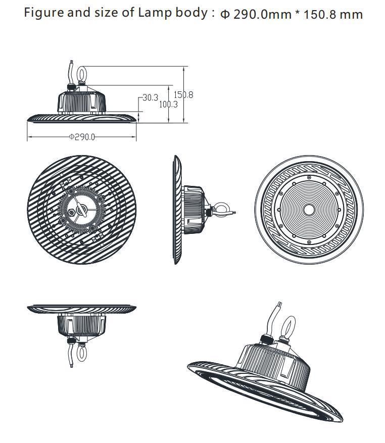 5 Years Warranty Housing 100W LED UFO High Bay Lighting