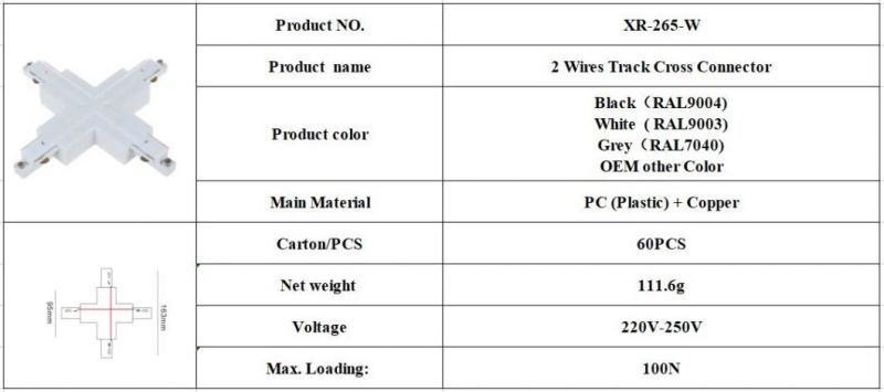 X-Track Single Circuit White Cross Connector for 2wires Accessories