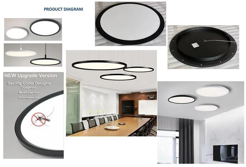 Super-Size 120cm 100cm 80cm 60cm 50cm 40cm Hanging or Surface Mounted Ceiling Lamp Slim Round Office LED Panel Light 3000K 4000K 6500K