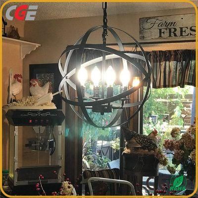 4-Light Chandelier Farmhouse Rustic Industrial Pendant Lighting with Metal Spherical Shade Black Chandeliers for Dining Room