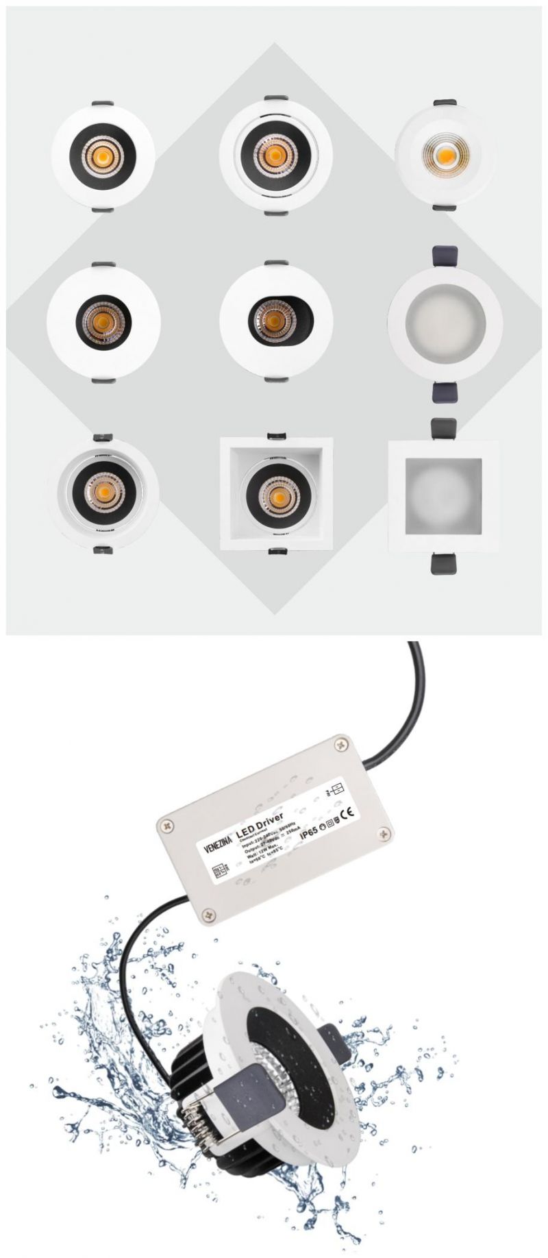 R6865 6W10W High Quality Frosted Glass Waterproof Commercial LED Downlight