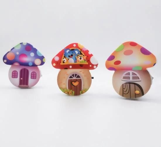 Plastic Switch Plug in LED Mushroom Night Light Lamp