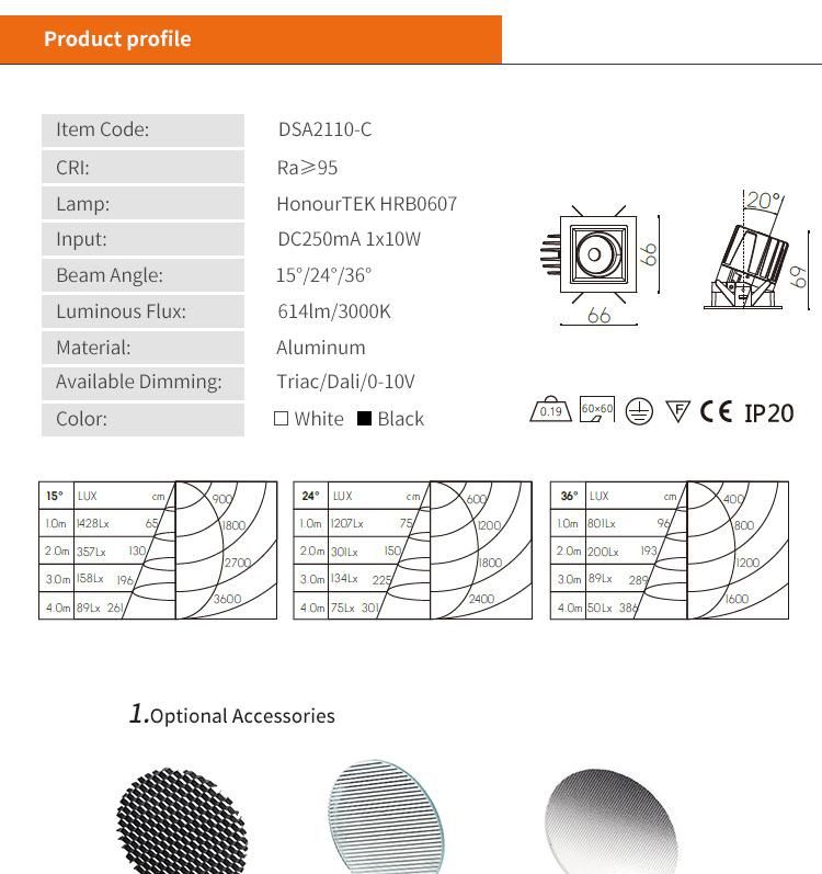 Commercial Indoor Ceiling Recessed Square LED Downlight