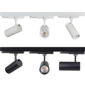 White and Black Housing 3 Phase COB LED Track Rail Lighting 20W Fixtures