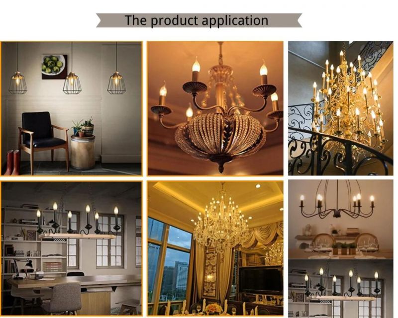 WiFi Control LED Vintage Filament Bulbs C35 C37 LED Bulb Dimmable LED Candle Bulb Lamp E14 E27 Base with LED Light 2W LED Bulb with Ce RoHS