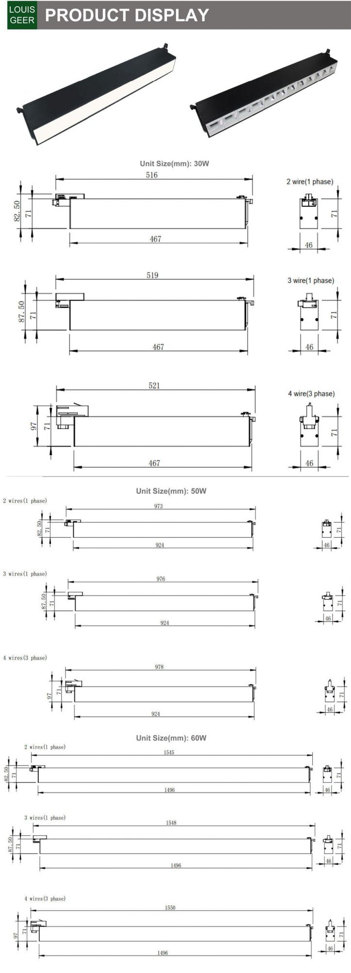 SAA Approval LED Fixture Suspended Reccssed Surface Mouted 30W 4FT Linear Light for Office