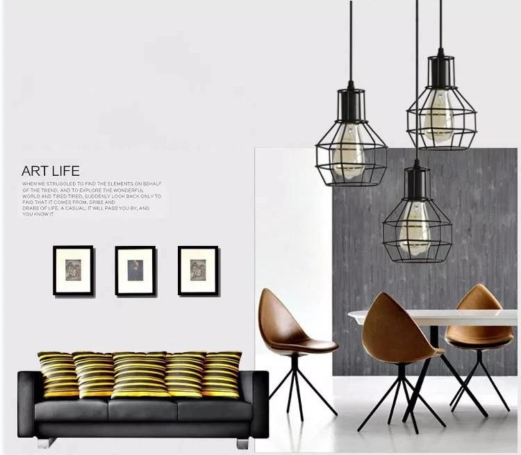 Vintage Industrial Style Designer E27 Business Art Iron Cage Decorate Small Pendant Light