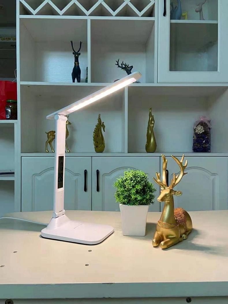 Folding Computer Desk Light Reading Lamps with Thermometer Calendar and Alarm Clock