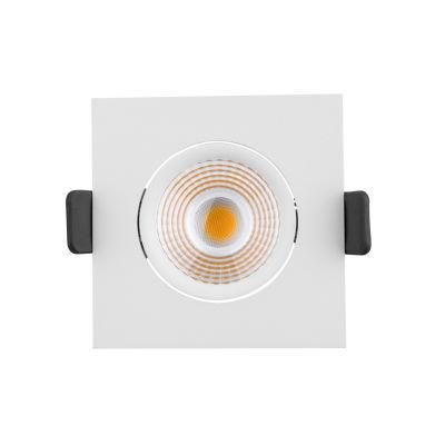 China Manufacturer IP44 6W/10W Cast Aluminum Adjustable COB LED Spotlight Square Shape Ceiling Recessed LED Downlight