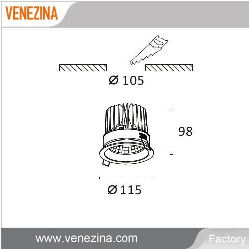 Popular Style COB 10W IP44 Commercial High Quality LED Downlight with a High Efficiency Reflector