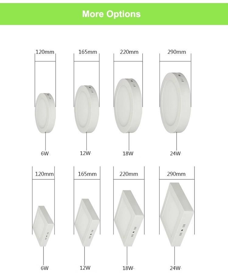 High Lumen 6W 12W Surface Mounted Slim LED Panel Light