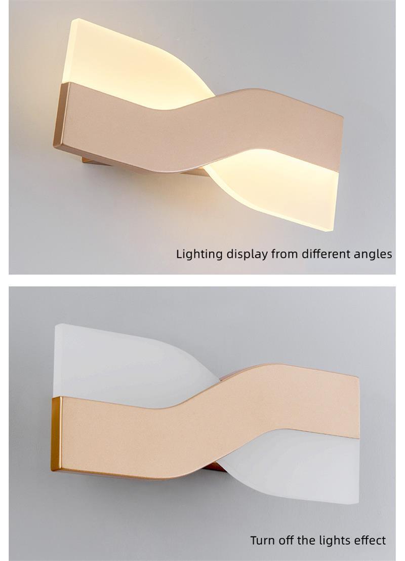 LED Nordic Wall Lamp Modern Living Room Simple Bedroom Bedside Lamp Rectangular Rotatable Study Background Wall Lamp