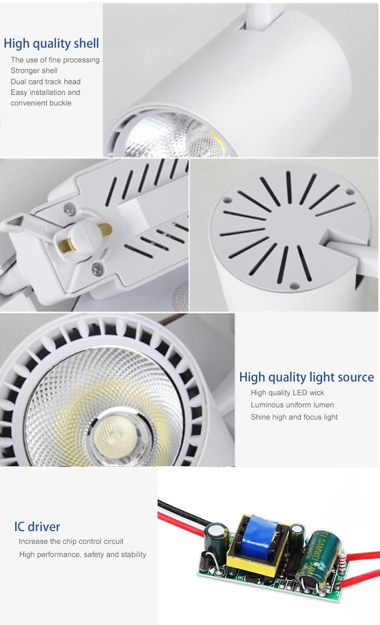 Factory Direct Sale 18W 30W Adjustable LED COB Interior Lighting LED Track Spotlight