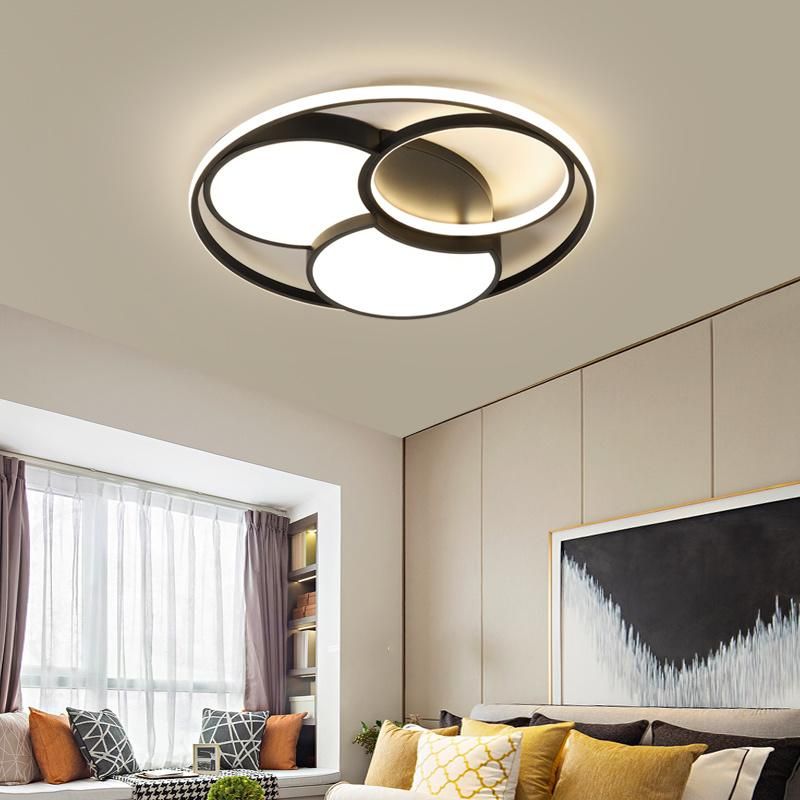 2022 New Design Round Acrylic Metal Dining Remote Control Warm White LED Ceiling Lamp for Bedroom