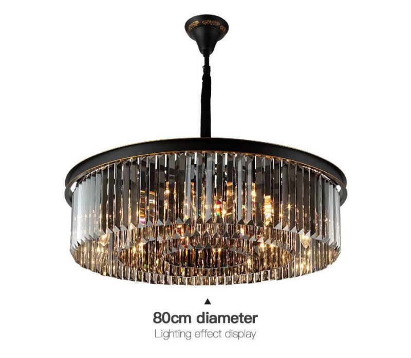 2021 Round Indoor Luxury Pendant Light Black Gold LED Hanging Lights Home Nordic Modern K9 Crystal Chandelier Luxury