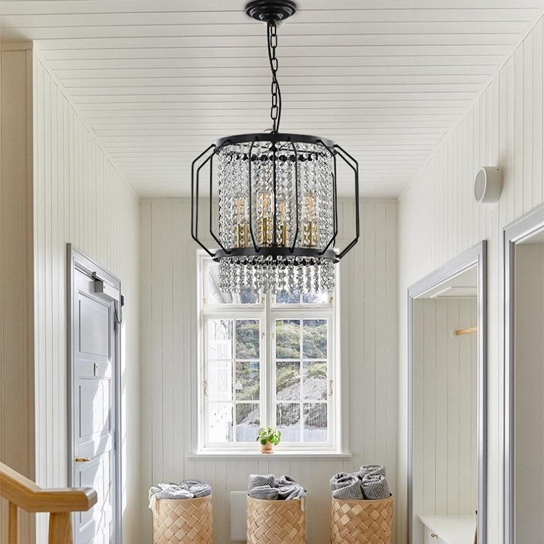 North America Crystal Chandelier Modern Hanging Pendant Light Decorative Metal Shade Pendant Lamp