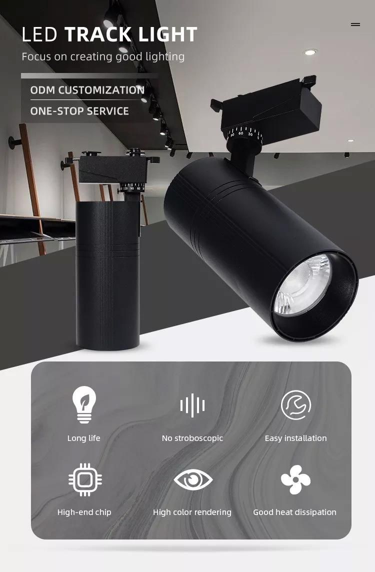 Adjustable LED Spot Light for Store Decor 20W 30W Magnetic System Rail Lighting LED Track Light