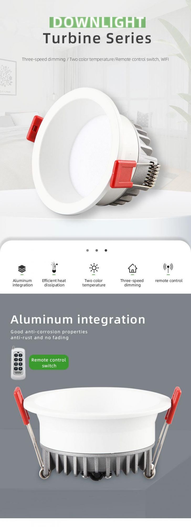 9W Customized High-End LED Downlight with Remote Control Dimmable (WF-WL-9W)